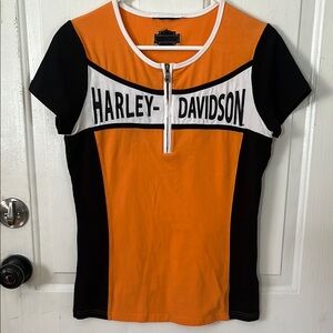 Harley-Davidson Women's Orange and Black Top